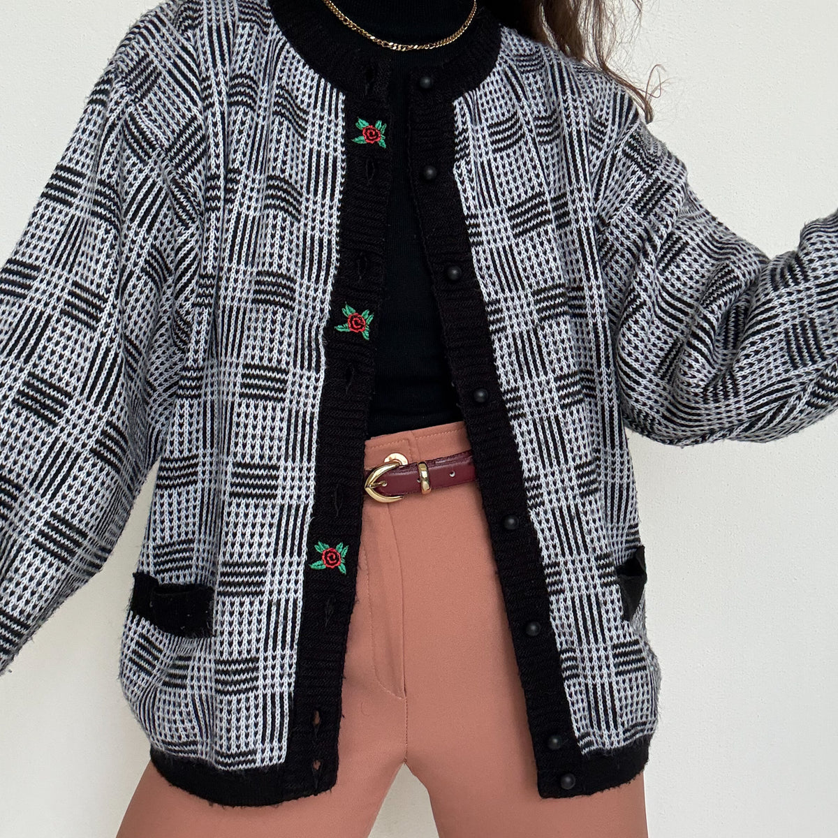 Pull Cardigan Imprimé Noir Et Blanc Stillon - Taille Européenne 60 (3X), Occasion Très Bon état