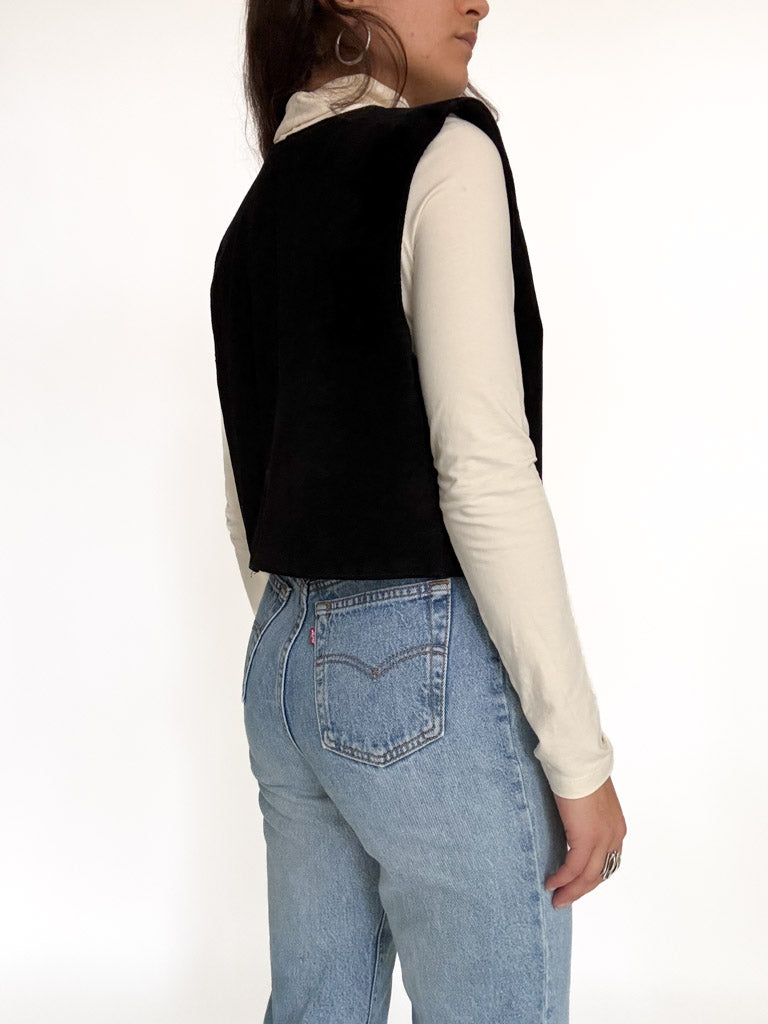 Vintage black suede vest view 199
