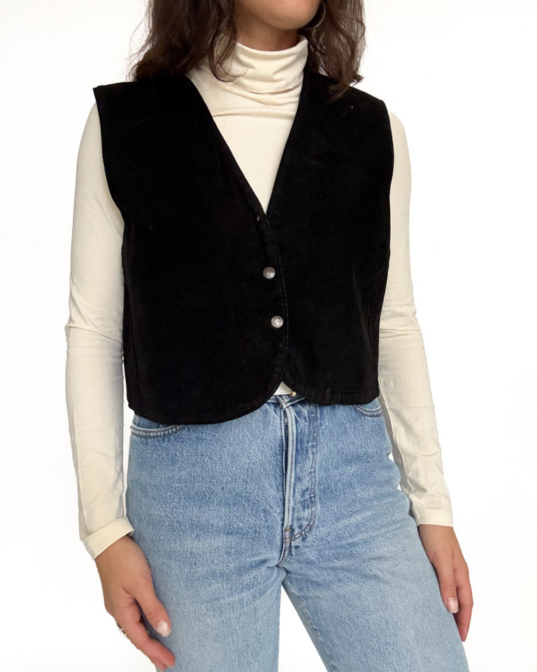 Vintage black suede vest view 203