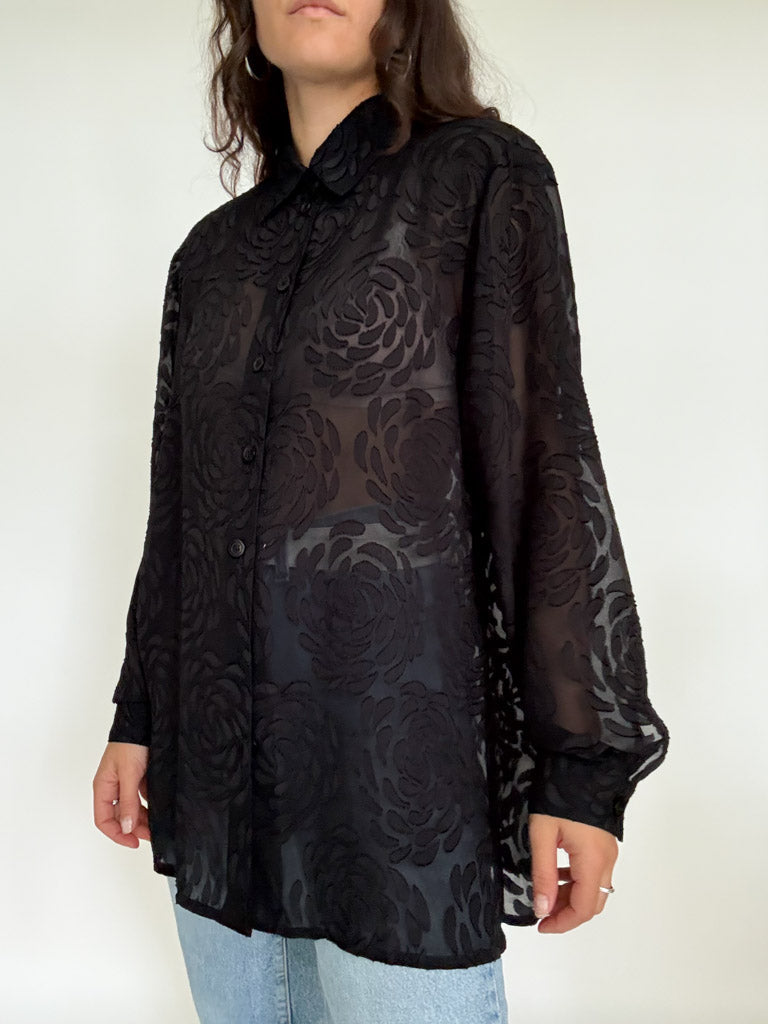 Vintage sheer rose blouse view 304