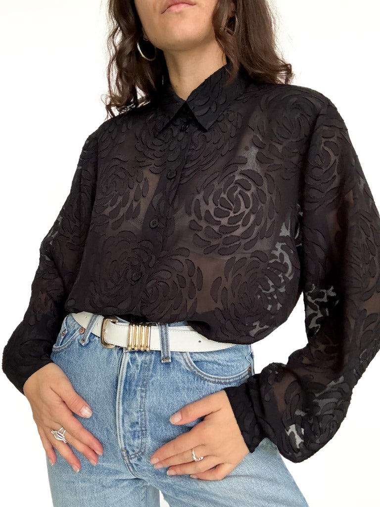 Vintage sheer rose blouse view 310