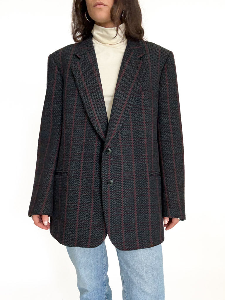 Vintage plaid wool blazer view 77