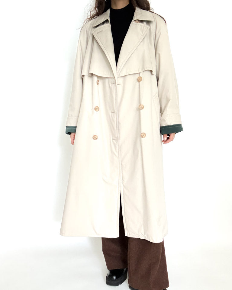 Vintage 90's Cream Trench Coat with Removable Lining front view
