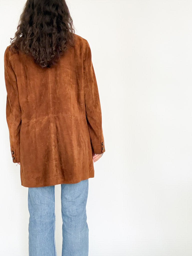 Vintage 90’s Cognac Suede Longline Jacket - detail 10