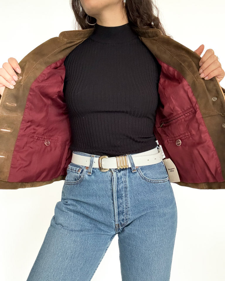 Vintage 80’s/90’s Olive Brown Suede Embroidered Jacket - detail 15