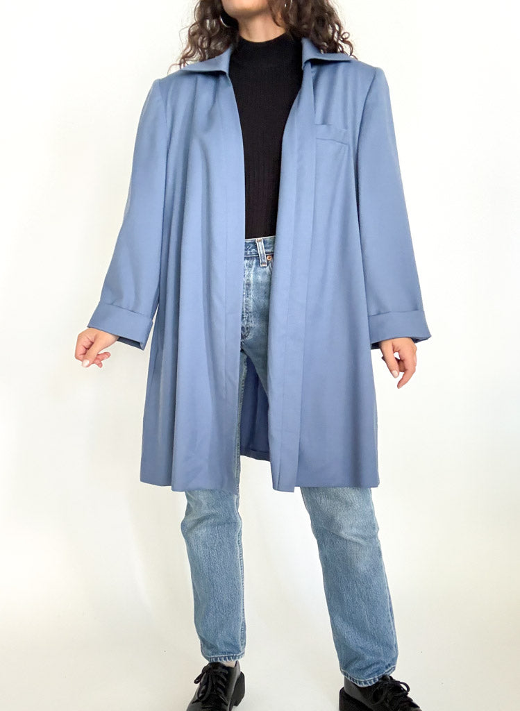 Vintage 80’s powder blue virgin wool oversize coat