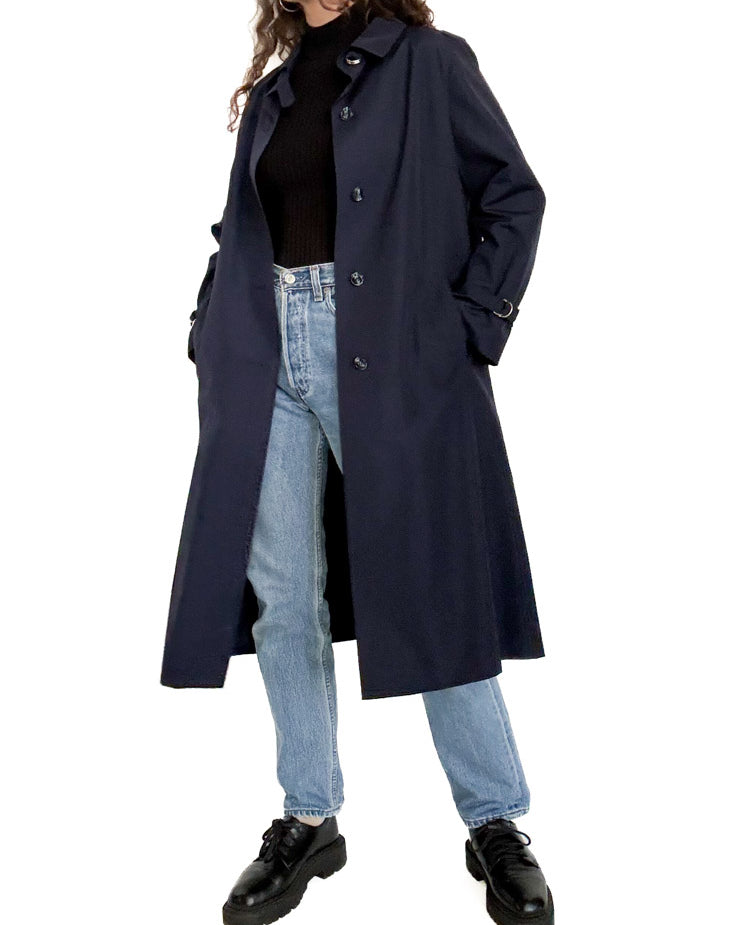Vintage 80’s navy blue trench coat