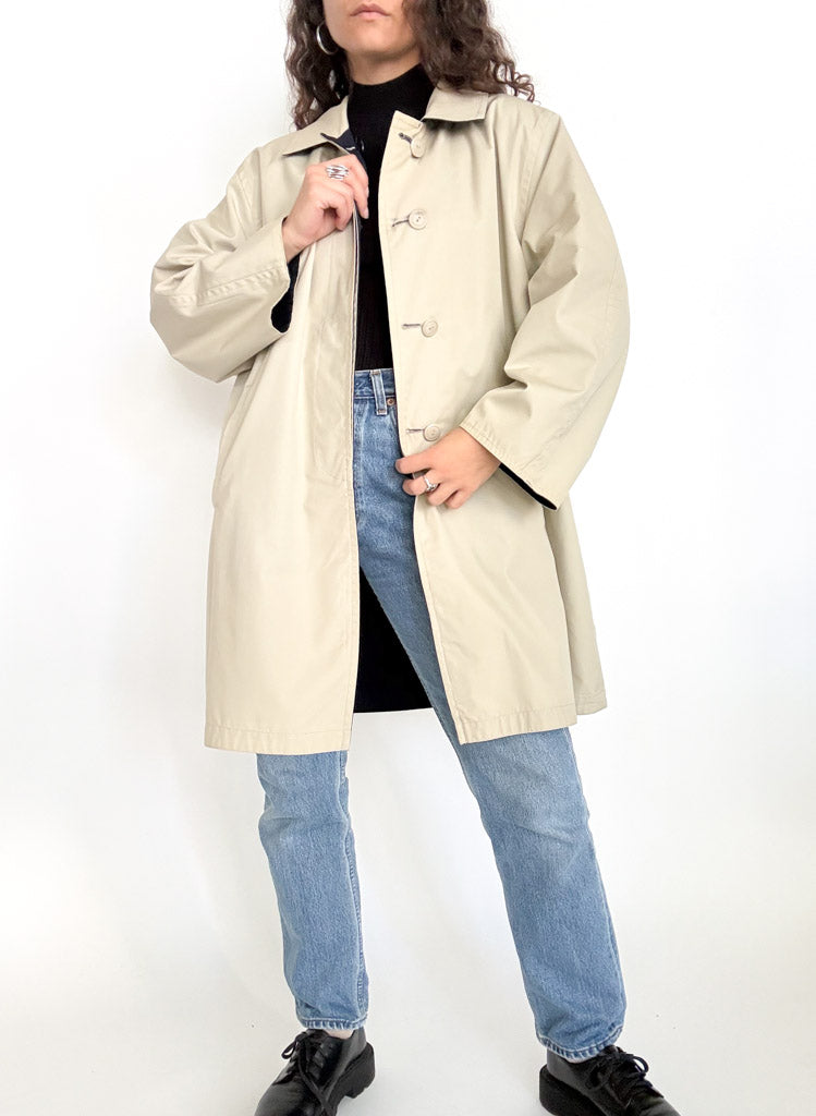 Vintage 90s reversible coat beige side