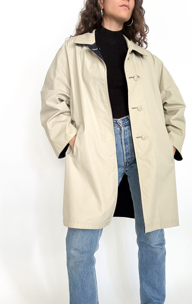 Vintage 90s reversible coat beige side