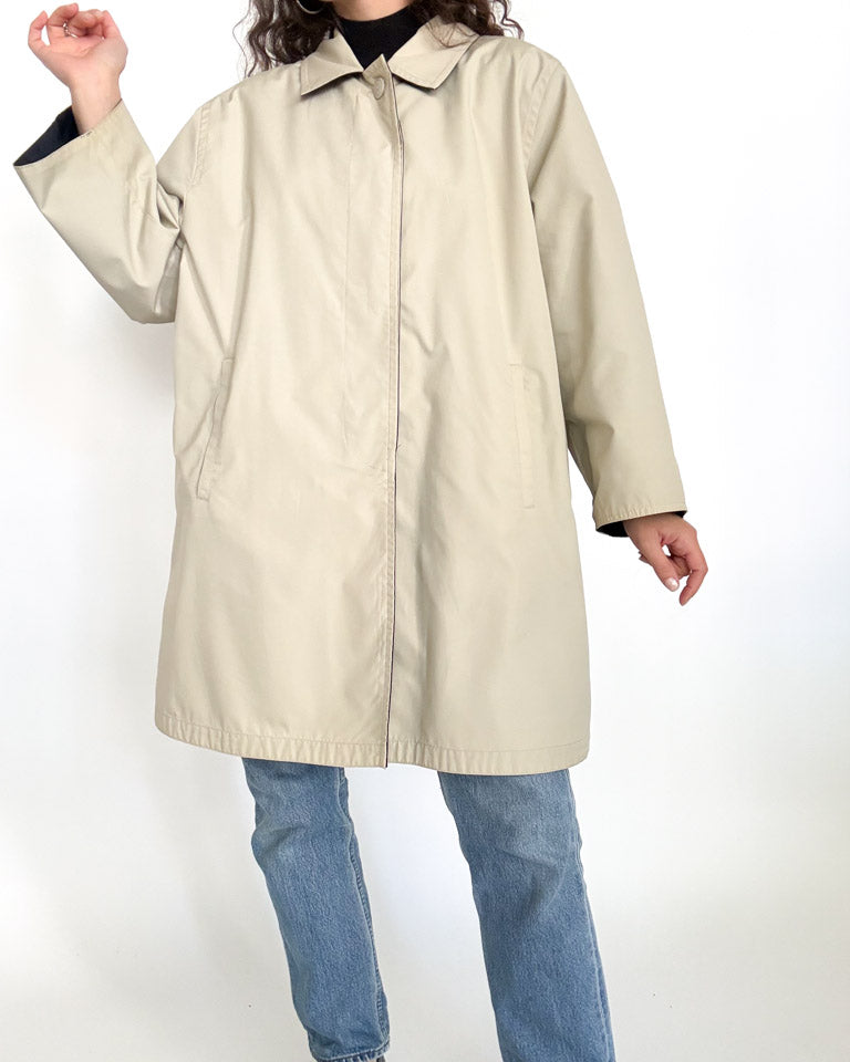 Vintage 90s reversible coat beige side