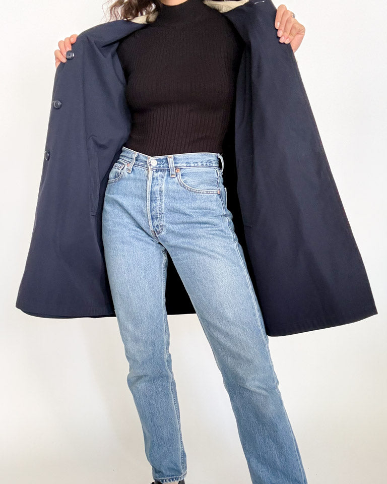 Vintage 90s reversible coat navy side
