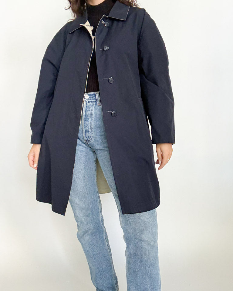 Vintage 90s reversible coat navy side