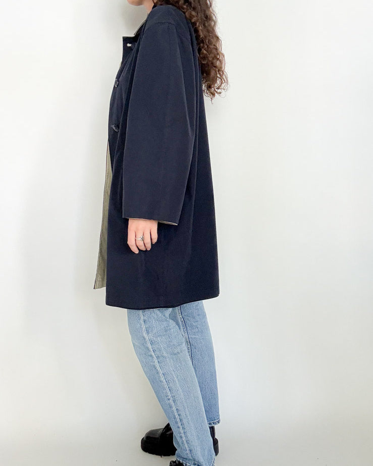 Vintage 90s reversible coat navy side