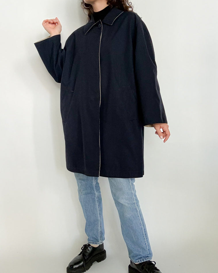 Vintage 90s reversible coat navy side
