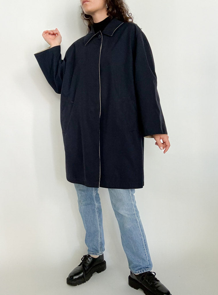 Vintage 90s reversible coat navy side