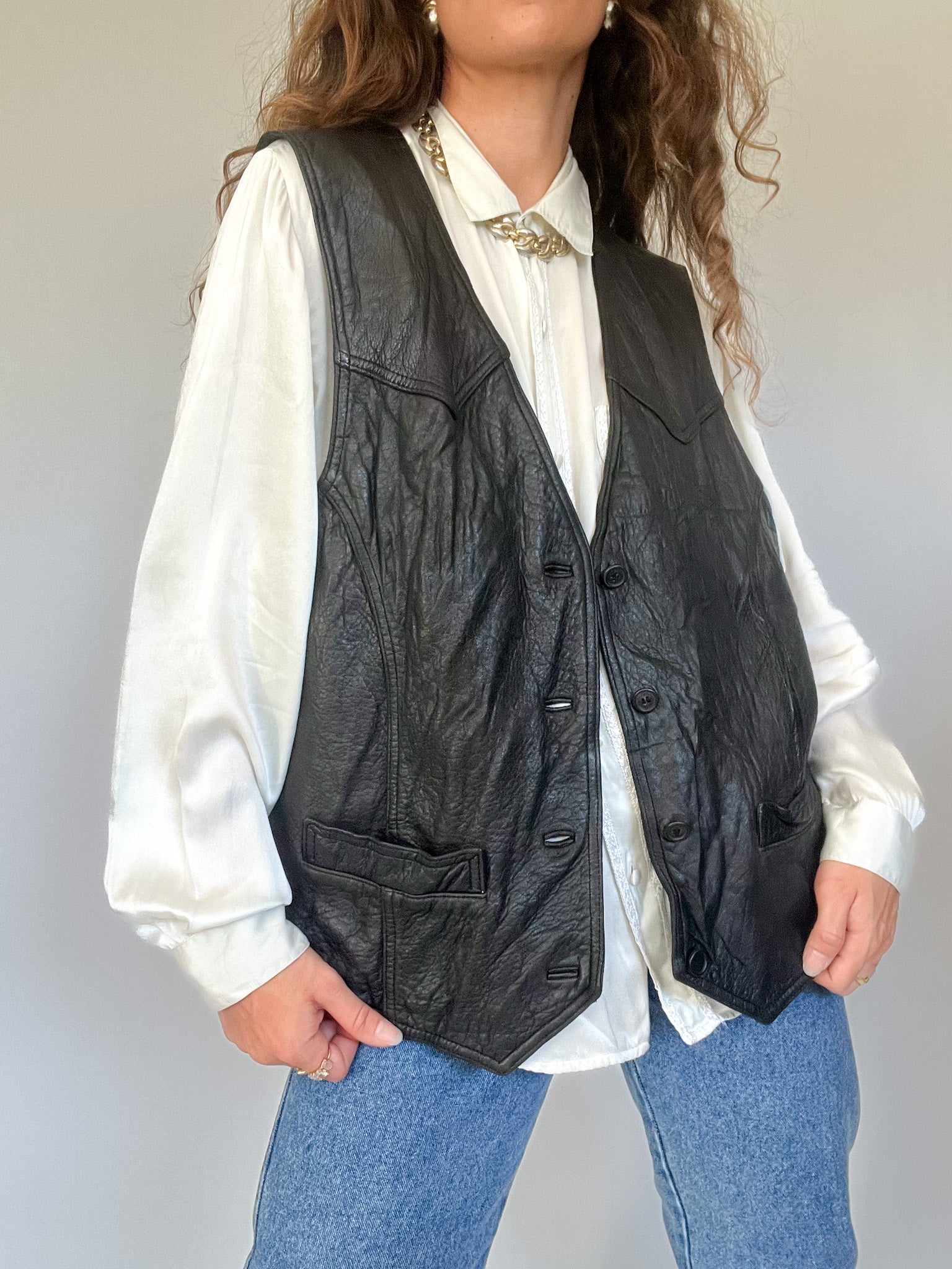 Vintage 90's Black Leather Vest – Skorpiones vintage
