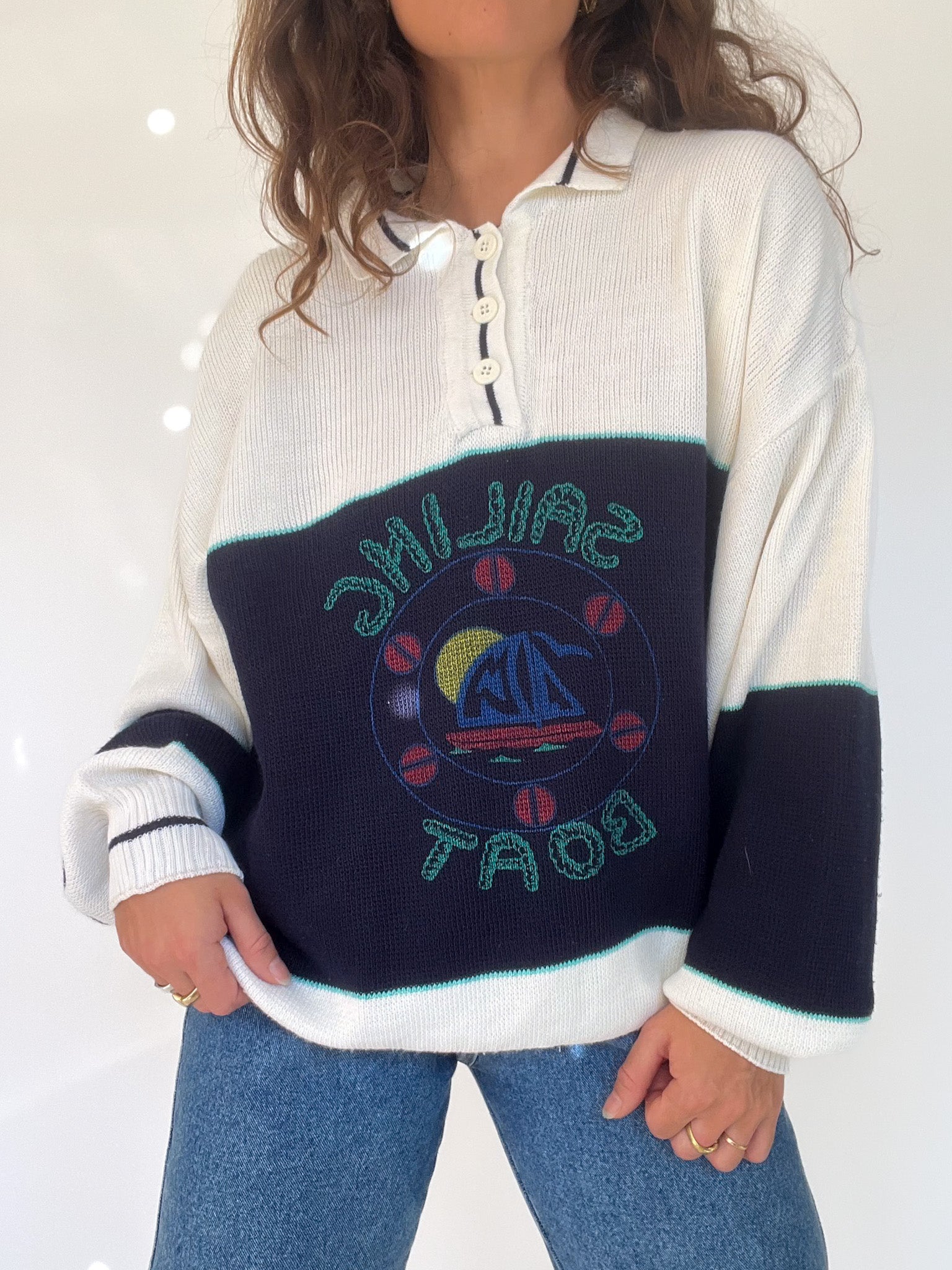 Vintage 90's Sailing Boat Embroidered Knit Polo – Skorpiones