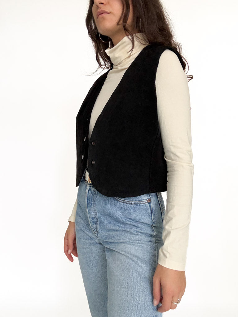 Vintage black suede vest view 196