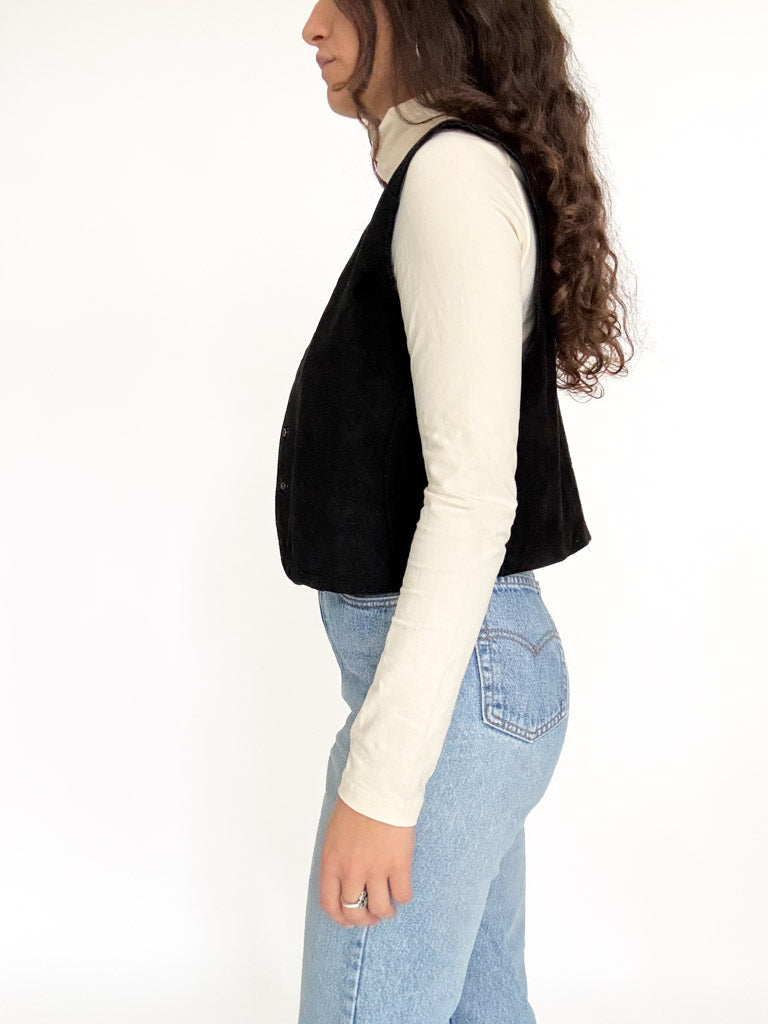Vintage black suede vest view 197