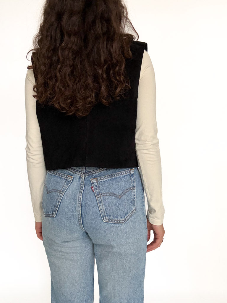 Vintage black suede vest view 198