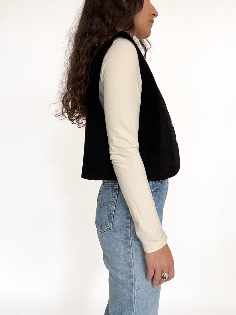 Vintage black suede vest view 200
