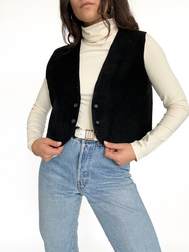 Vintage black suede vest view 201