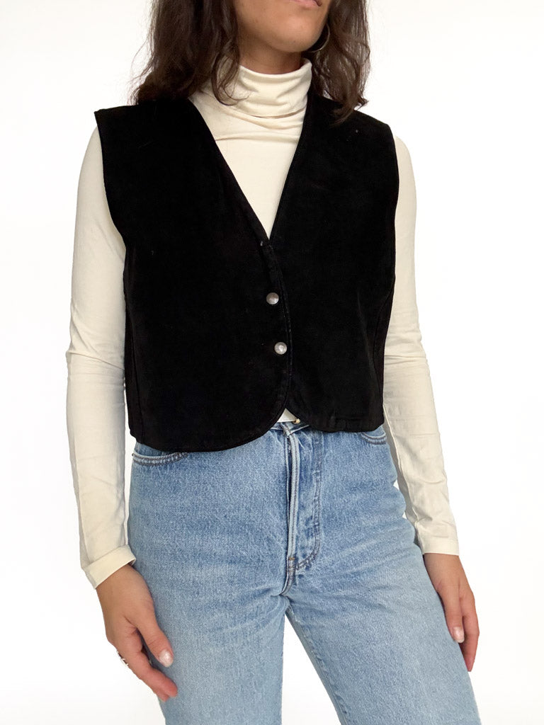 Vintage black suede vest view 203