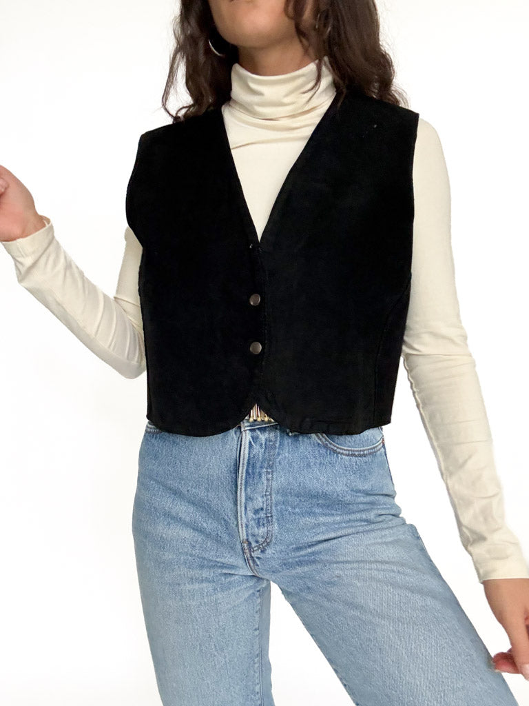 Vintage black suede vest view 204