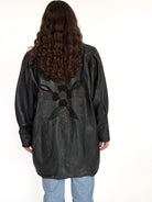 Vintage black leather oversized blazer detail 21