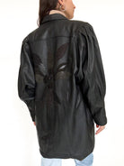 Vintage black leather oversized blazer detail 22