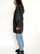 Vintage black leather oversized blazer detail 26