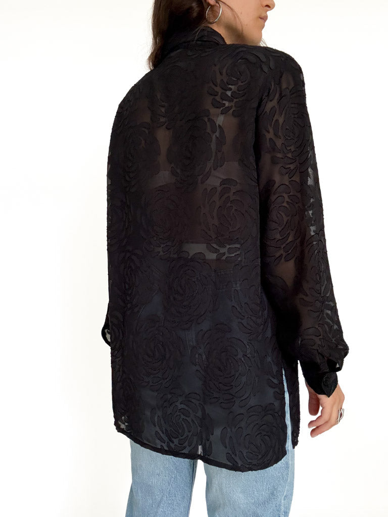 Vintage sheer rose blouse view 307