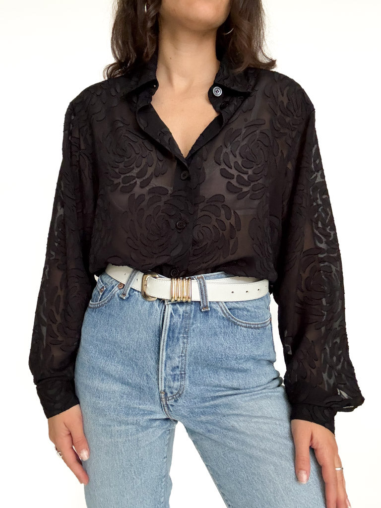 Vintage sheer rose blouse view 311