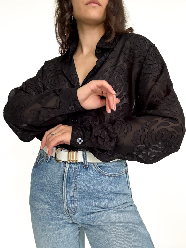 Vintage sheer rose blouse view 312