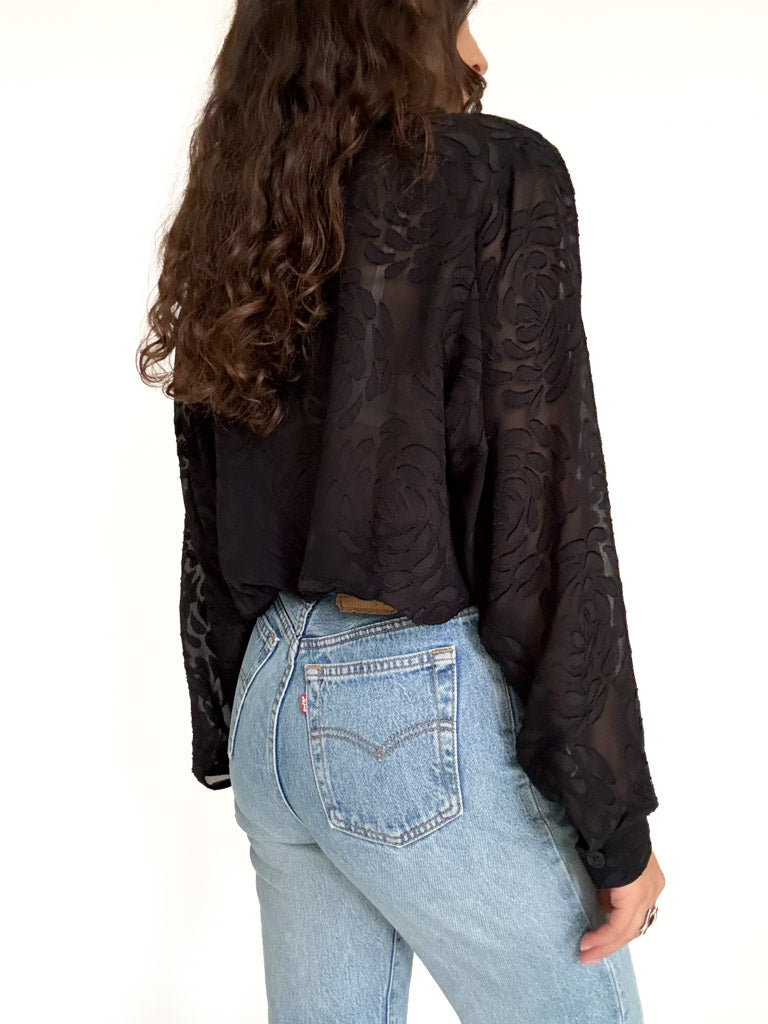 Vintage sheer rose blouse view 314