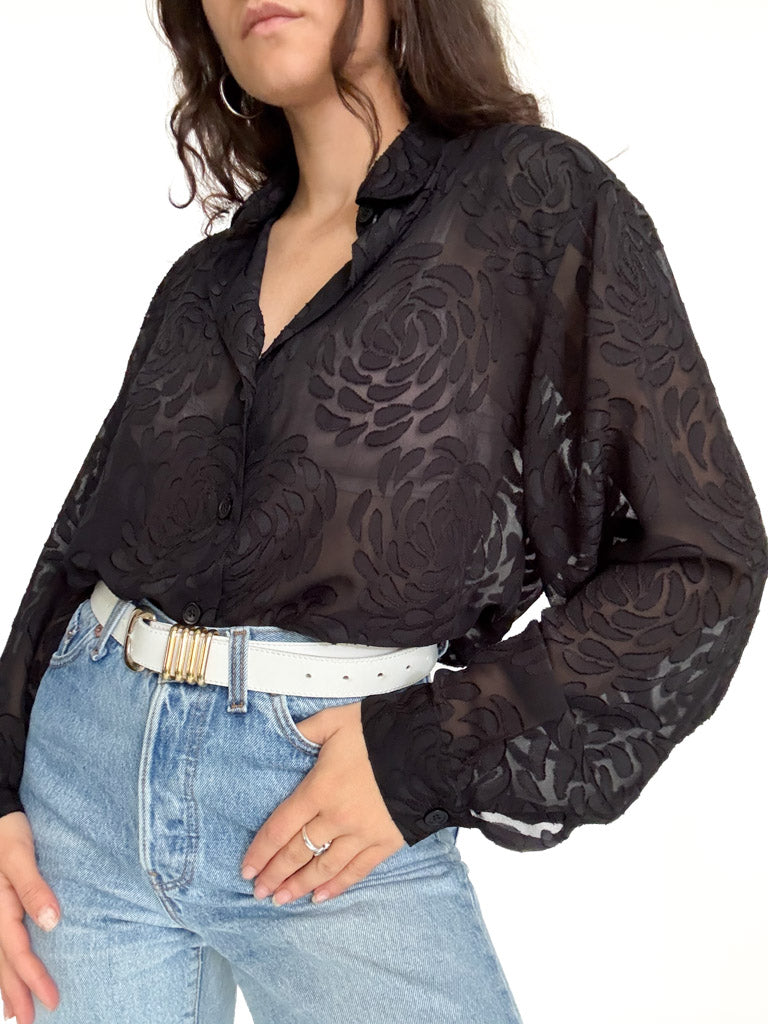 Vintage sheer rose blouse view 315