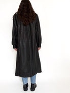 Vintage patterned black leather coat view 35
