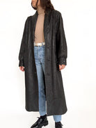 Vintage patterned black leather coat view 40