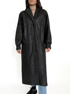 Vintage patterned black leather coat view 41
