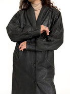 Vintage patterned black leather coat view 43