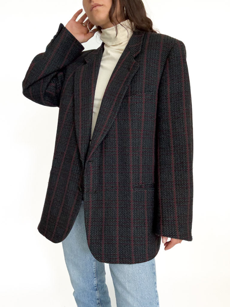 Vintage plaid wool blazer view 75