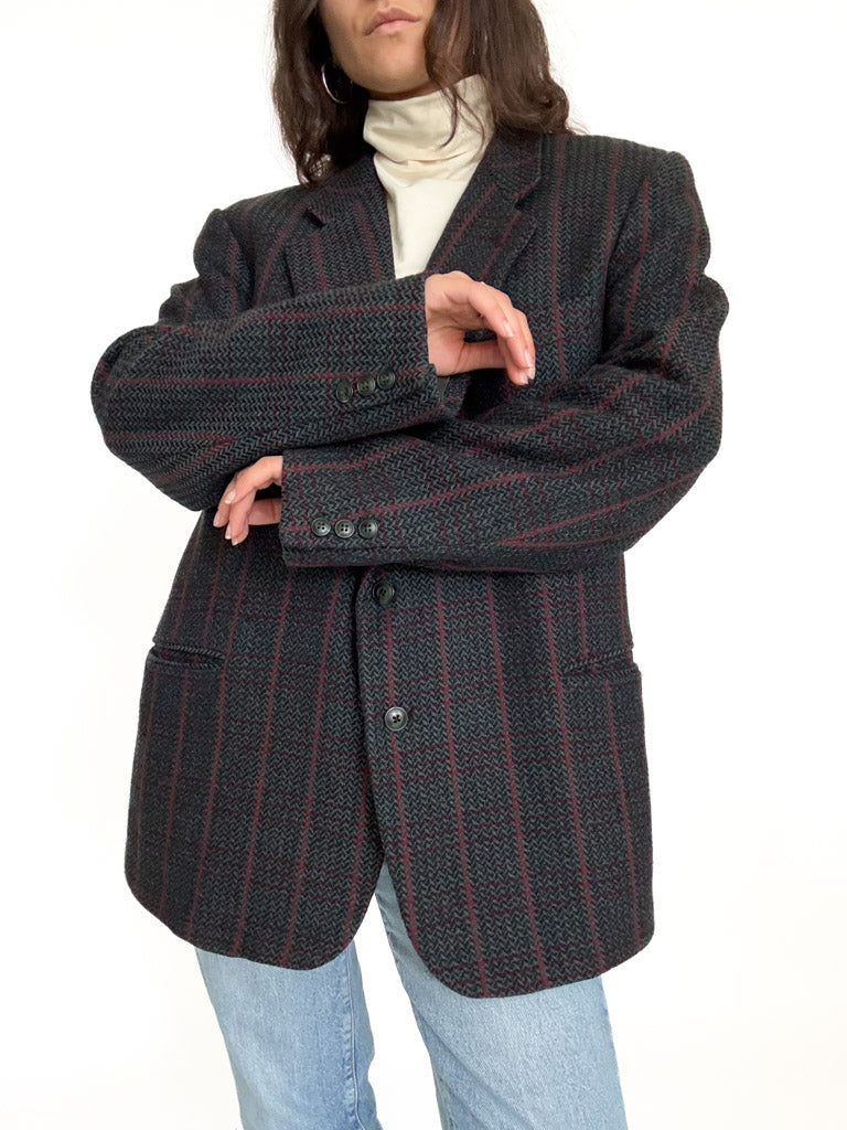 Vintage plaid wool blazer view 78