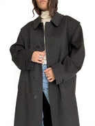 Vintage 90's Charcoal Grey Wool Long Coat front view