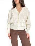 Vintage 90's Ivory Textured Button Cardigan front view