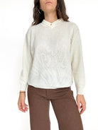 Vintage 90's Ivory Embroidered Collar Pullover front view