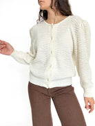Vintage 80's Ivory Structured Knit Cardigan front view