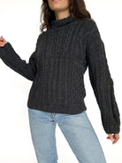 Vintage 90's Charcoal Merino Wool Cable Knit Pullover front view