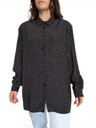 Vintage 90's Black White Micro Dot Shirt front view