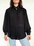 Vintage 90's Black Butterfly Collar Shirt front view