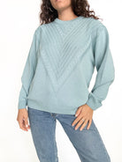 Pale blue chevron knit pullover